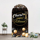 Lofaris Black Glitter Balloon Cheers Retirement Arch Backdrop